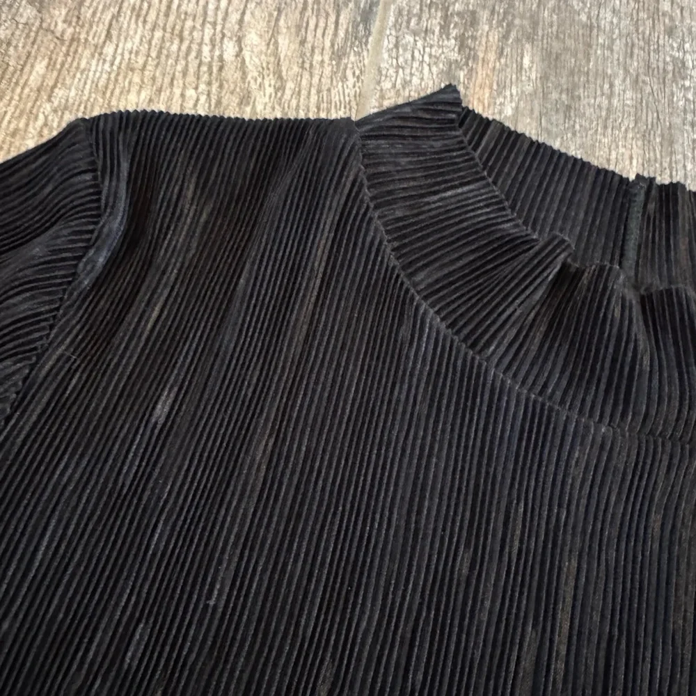 Zara Black Short Sleeve Pleated Top